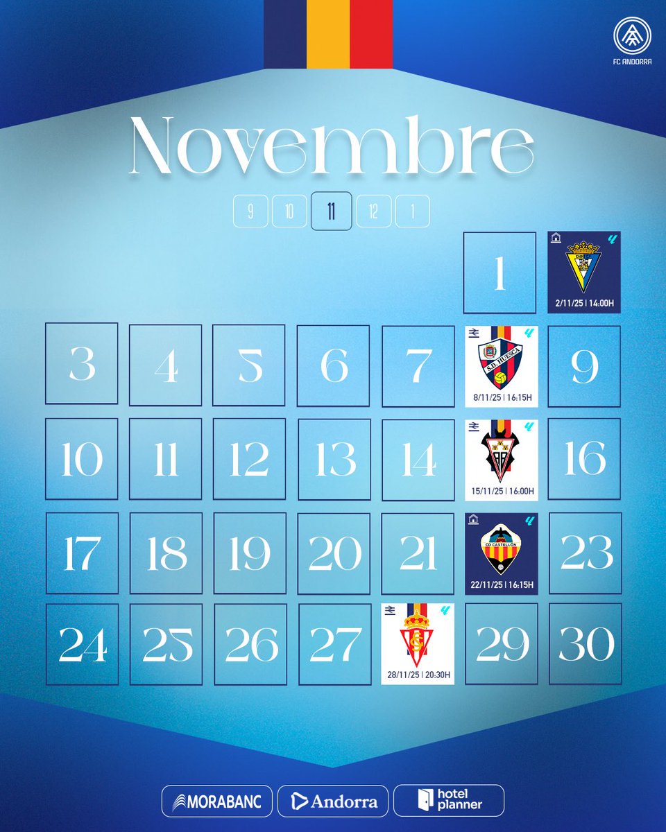 fcandorra's tweet image. 🗓️ 𝐍𝐎𝐕𝐄𝐌𝐁𝐑𝐄