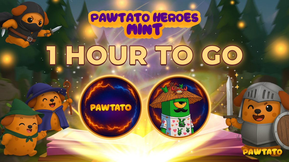 abualmualim's tweet image. Exactly 1 hour to @PawtatoFinance hero’s mint
The only chance you have to retire your bloodline is a mint away
Mint a HERO or forever gaze in the MIRROR and see what a total ZERO you are
👉land.pawtato.app/heroes