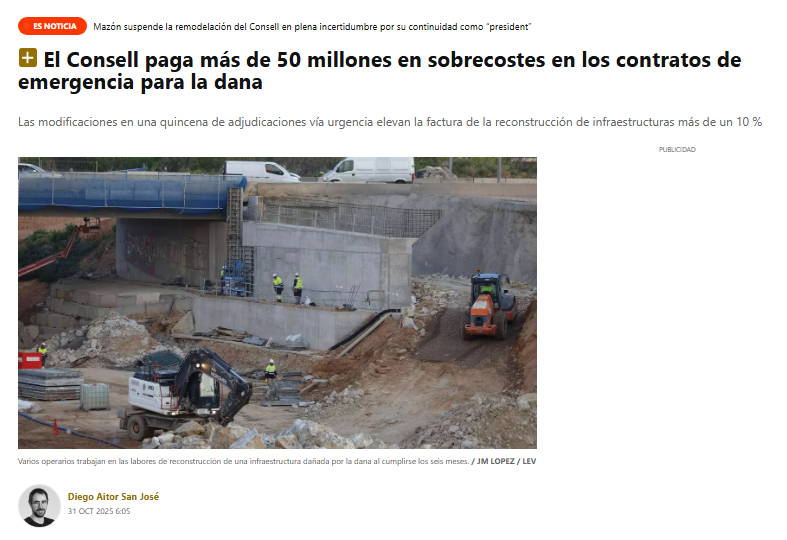 ¿Debería sorprendernos que Mazón además de irse 5 horas de juerga mientras se ahogaban cientos de valencianos, borrara pruebas, mintiera e insultara a las víctimas de la DANA, esté haciendo rico a sus amigos con contratos a dedo con 50 millones de sobrecoste con el apoyo de VOX?