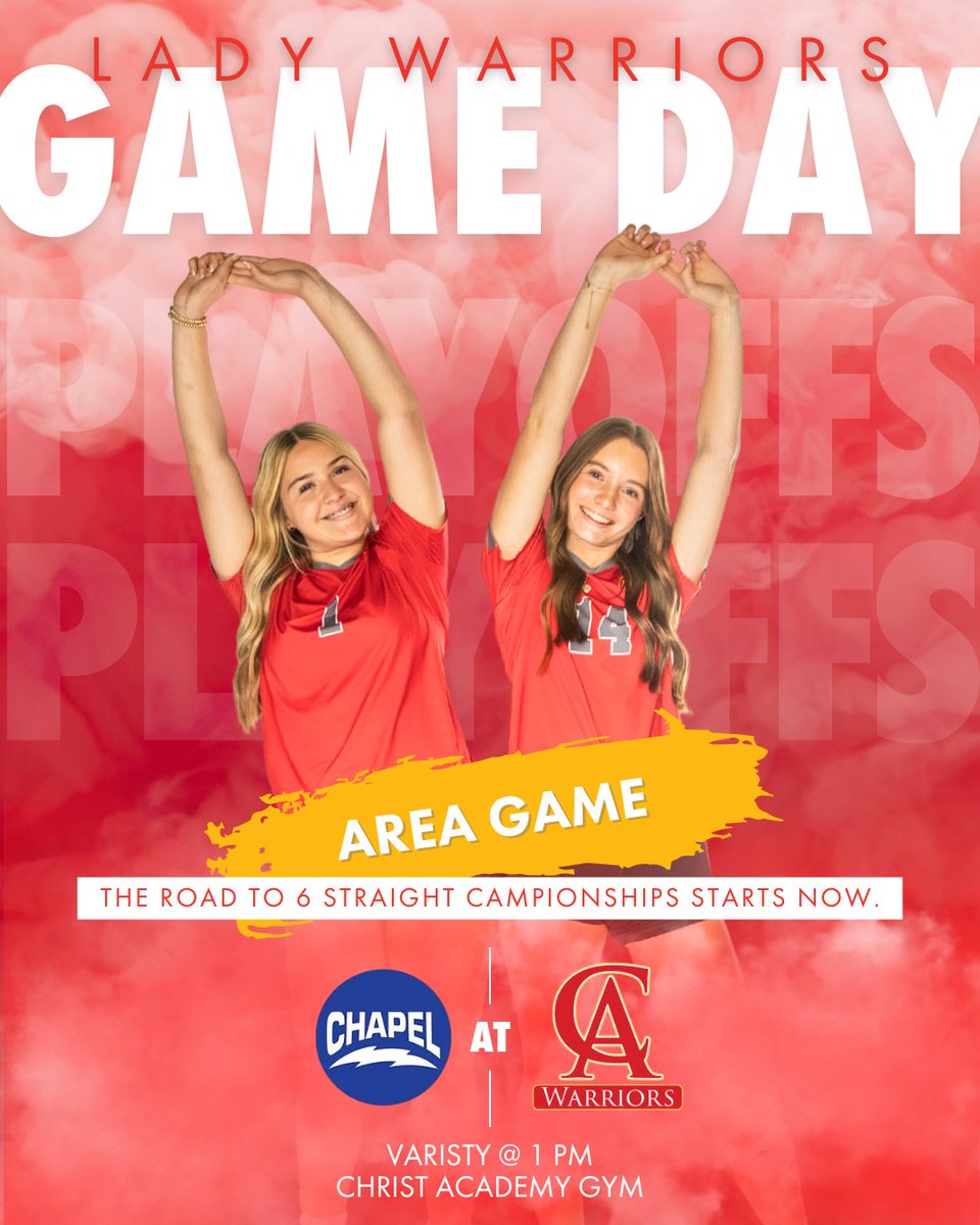IT'S AREA GAME DAY! Join the Lady Warriors today at 1 p.m. as they take on El Paso Jesus Chapel in today's matchup for Area. We'll see you there, Warrior fans!
.
.
#CALadyWarriors #CAvolleyball #648 #statebound