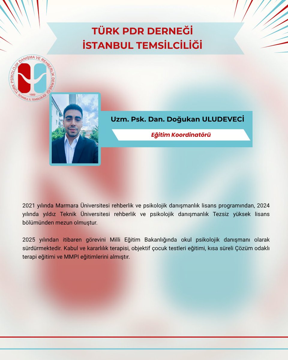 ▪︎ Tüzel Üye Koordinatörü: Uzm. Psk. Dan. Okan TİRİNG

▪︎ Basın Yayın Koordinatörü: Psk. Dan. Furkan ÜSKÜPLÜ

▪︎ Eğitim Koordinatörü: Uzm. Psk. Dan. Doğukan ULUDEVECİ