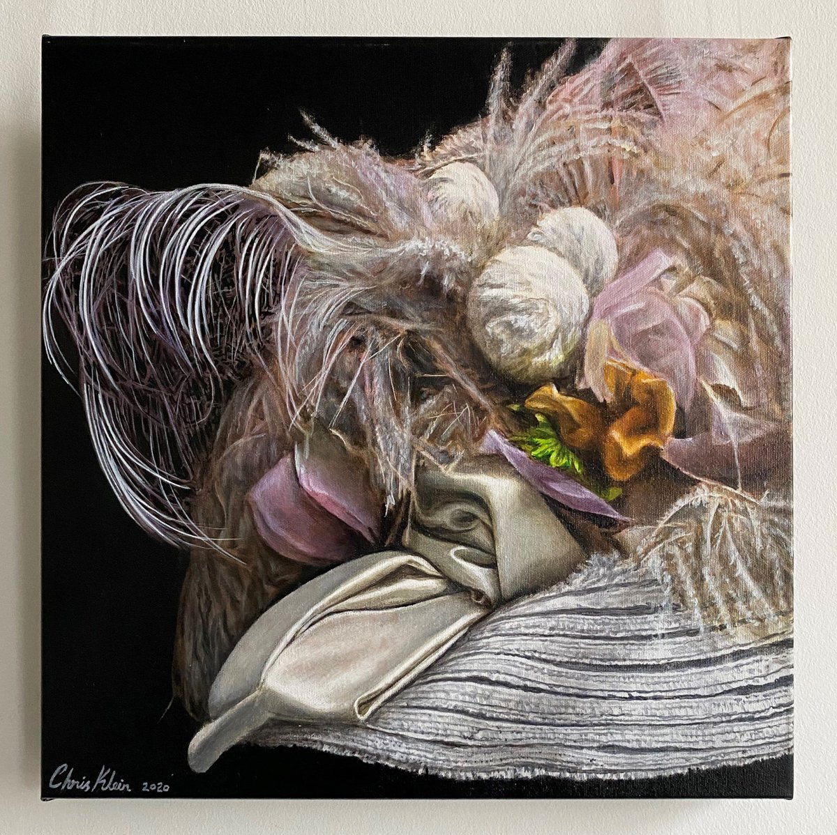 plusonegallery's tweet image. #ChrisKlein paints original costumes used by actors and performers that have been worn in major Hollywood and Broadway productions. 'What a lovely afternoon! (A Little Night Music)' acrylic on canvas, 40.5 x 40.5 cm is available in the gallery. #plusonegallery #hyperrealism