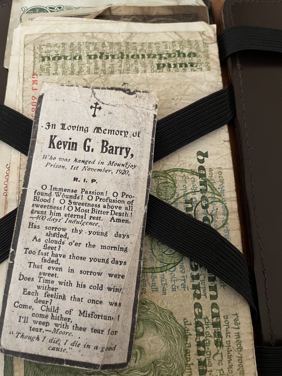 My late grandmother's billfold. She carried this Kevin Barry memory card her whole life.