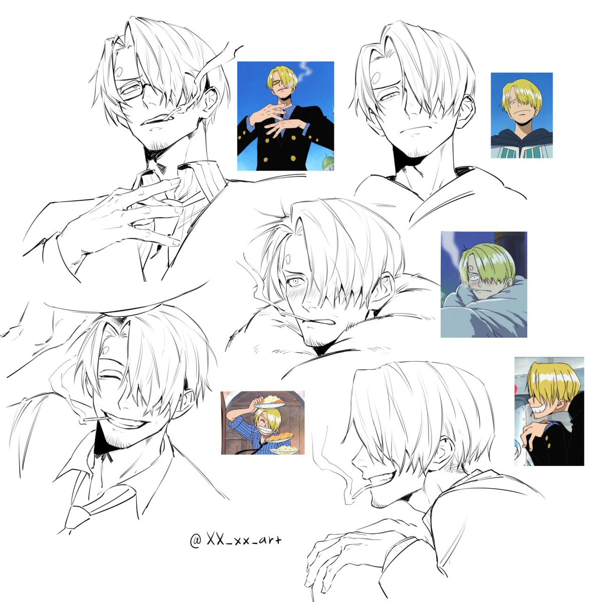 Sanji's faces in my style