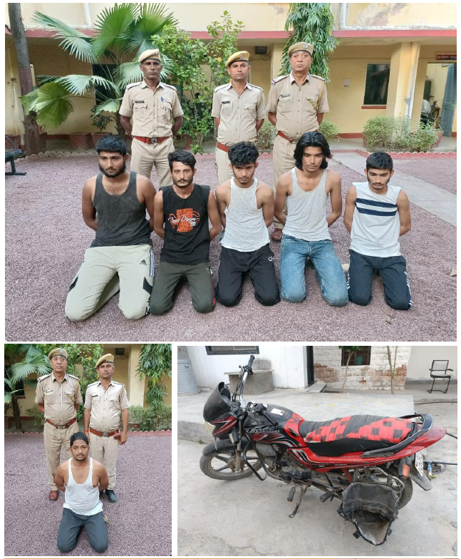BalotraPolice's tweet photo. #Balotra: ऑपरेशन अश्ववेग के तहत नकबजनी व वाहन चोरी की शातिर गैंग का पर्दाफाश।

कस्बा बालोतरा, जसोल व गिड़ा से सिलसिलेवार नकबजनी एवं वाहन चोरियां करना कबूला।

कुल 07 शातिर चोर गिरफ्तार।

सोने-चांदी के आभूषण, नकदी व 06 वाहन बरामद।

@Igp_Jodhpur
@PoliceRajasthan

#BalotraPolice https://t.co/rbggxLT28p