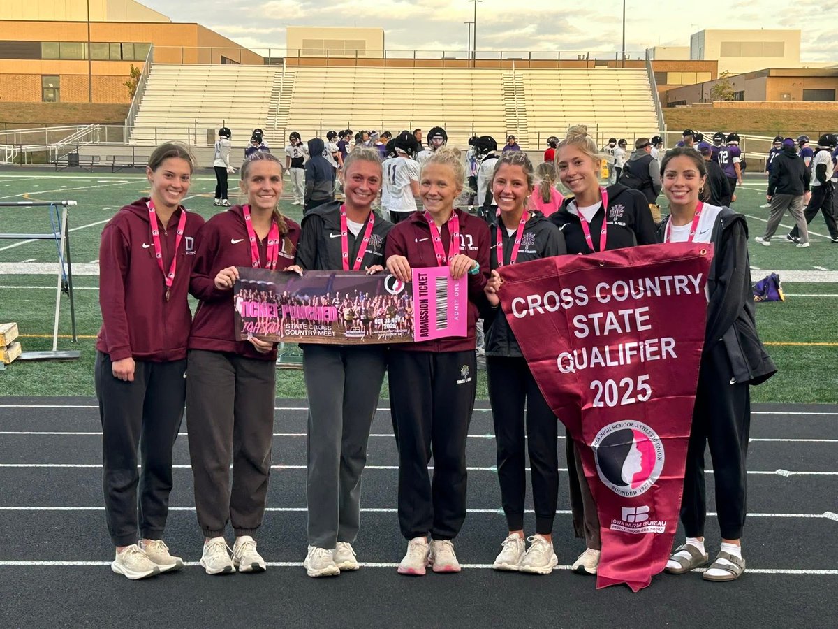 Not only did Freshman Elena Vaske punch her ticket to state for swimming, she has also been running XC this year.
Today she is running at XC State with the DCHS Girls Varsity XC Team!  
Good luck EV and Maroons!
<a href="/MaroonCrew/">Maroon Crew</a> 
<a href="/dowcathxc/">Dowling Catholic XC</a>