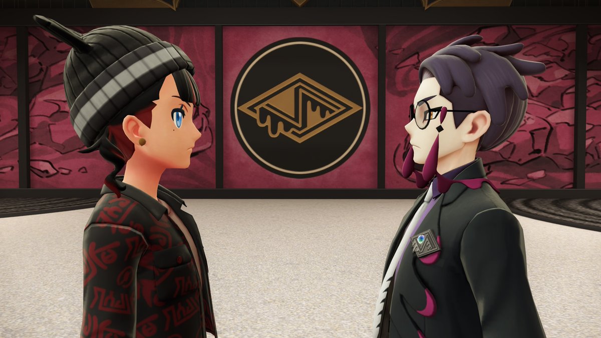 カラスバさん、主人公と並ぶと意外にもかなり低身長な事がわかる
ちなみに大人のモブキャラと主人公を並べると主人公は頭一つ分くらい小さい
20～30歳くらいの大人かと思ってたけど、一体何歳なんだ…？
#ポケモンレジェンズZA 
#PokemonZA