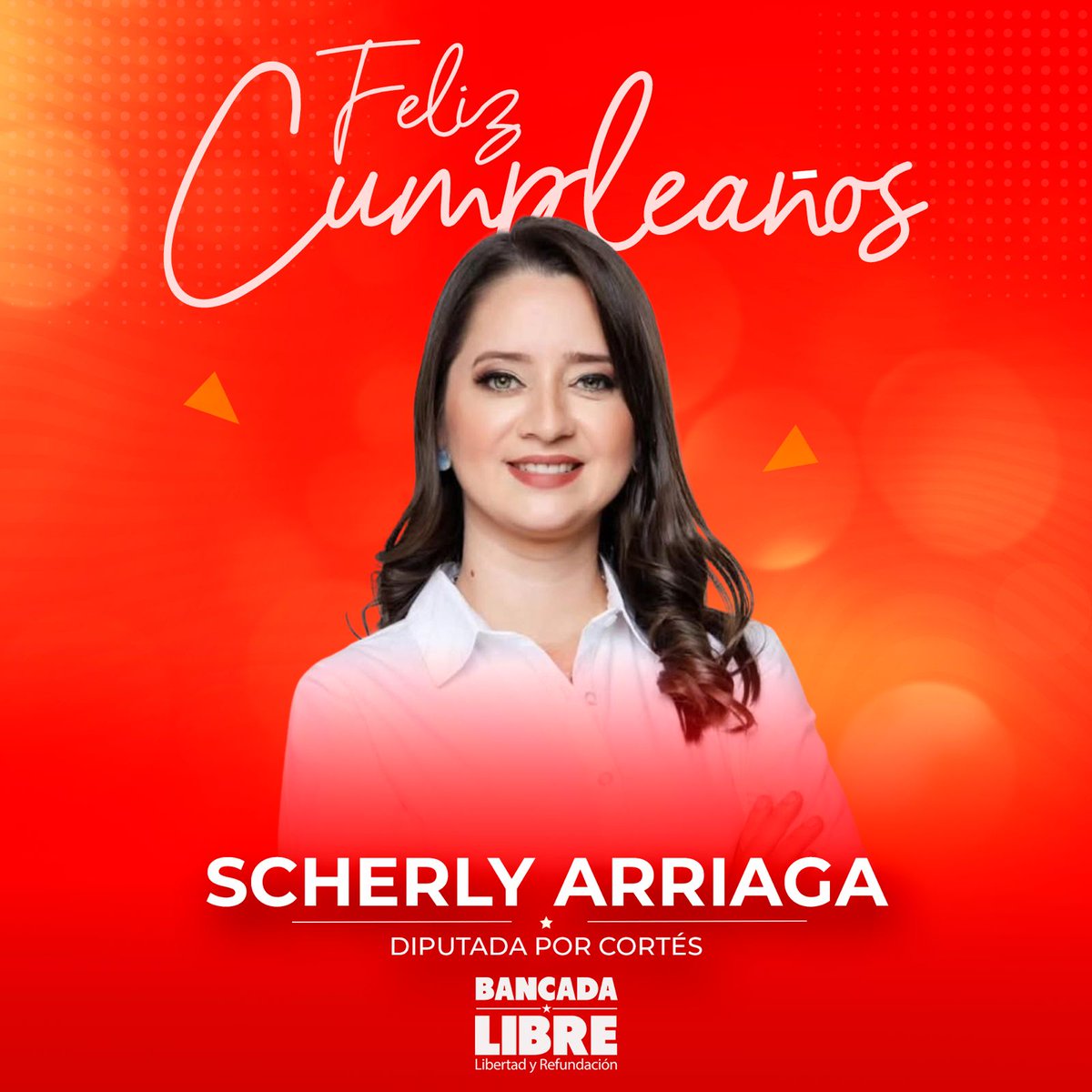 Enviamos un cálido y afectuoso saludo de cumpleaños a nuestra compañera diputada y vicepresidenta del Congreso Nacional, <a href="/_Scherly/">Diputada Scherly Arriaga</a>, a quien le deseamos éxito, salud y felicidad en su vida, acompañado de un fuerte abrazo.

¡Muchas felicidades, Scherly!