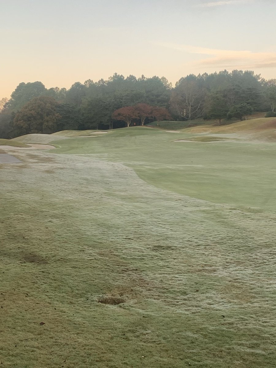 Frost on all surfaces except greens this morning. Expect a delay of at least 30 minutes. Need the sun to get up and melt this off.