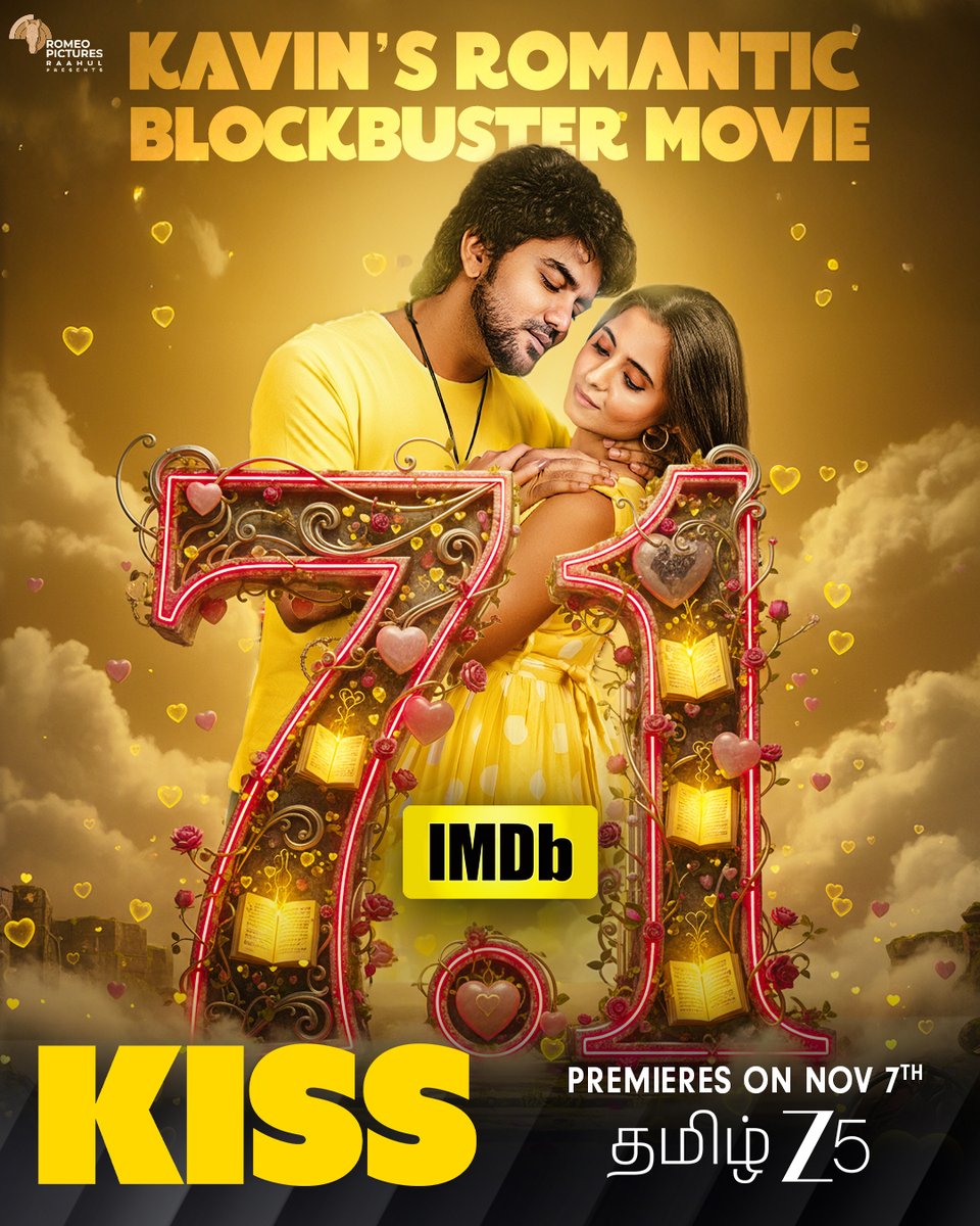 ZEE5Tamil's tweet photo. A magical love story worth watching❤️‍🩹✨

Watch Kavin's romantic blockbuster movie #Kiss Premieres on Nov 7th Only On ZEE5! ❤️

@Kavin_m_0431 @mynameisraahul @dancersatz @preethioffl @JenMartinmusic @dop_harish @SureshChandraa @peterheinoffl #MohanaMahendiran @editorrcpranav @gopiprasannaa @MythriRelease @Hamsinient @sonymusicsouth @bypostoffice @DoneChannel1 @abdulnassaroffl @teamaimpr

#Kiss #KissOnZEE5 #WatchOnZEE5 #ZEE5Tamil #ZEE5