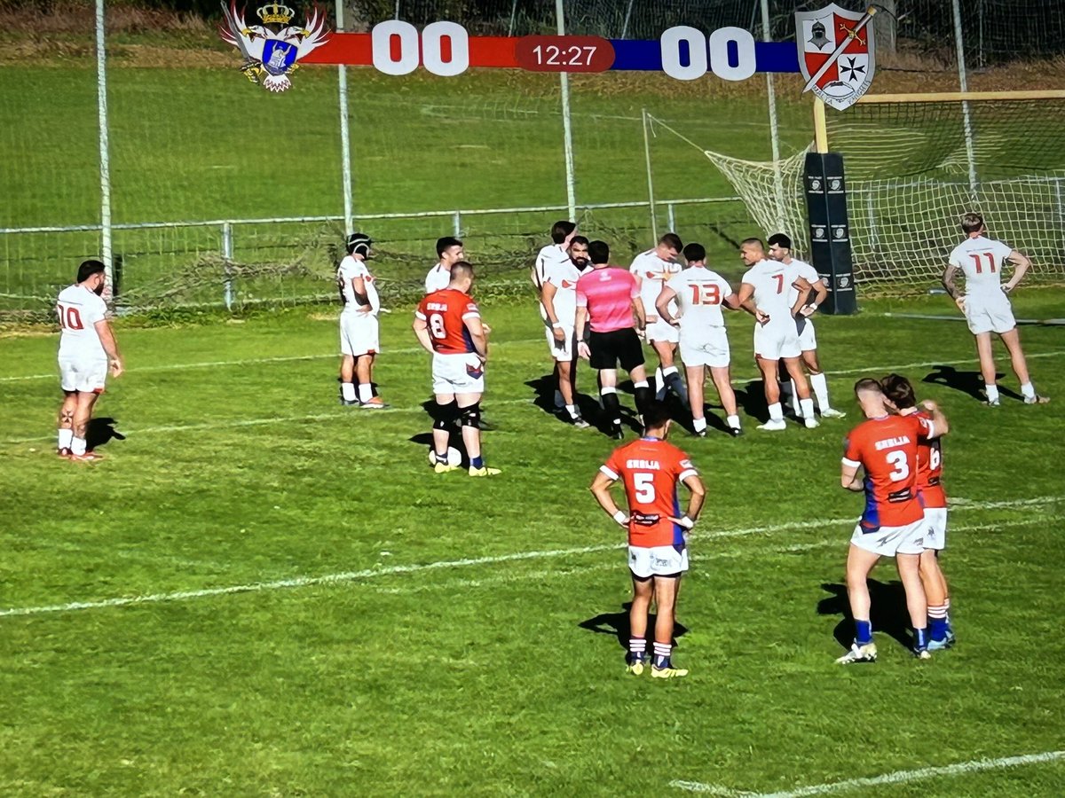 gavin_laing's tweet image. Game delayed after 9mins. The goal posts have fallen down.

Serbia v Malta

#IntRL