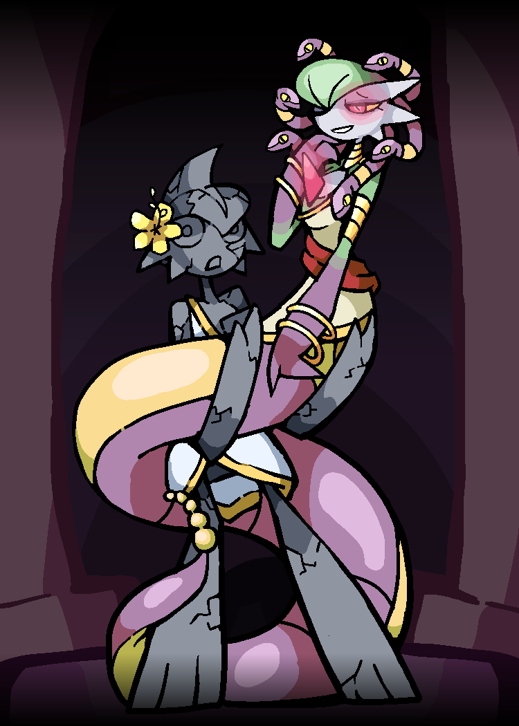 Yularie gets lovey-dovey with one of her suitors :O

A little late for Halloween, hope ya don't mind!
#gardevoir