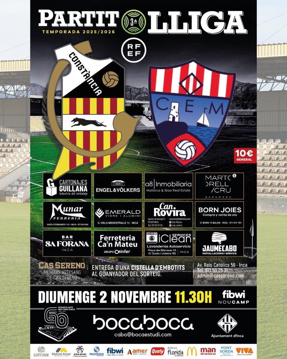 🔥DESPRÉS DE LA COPA TORNA LA LLIGA!!!

3a RFEF| Jornada 9
<a href="/ceconstancia/">CE Constància</a> 🆚 @cemercadal1923 
⏰11.30 H
🏟️ Fibwi Nou Camp d'Inca

#CreixemAmbTu