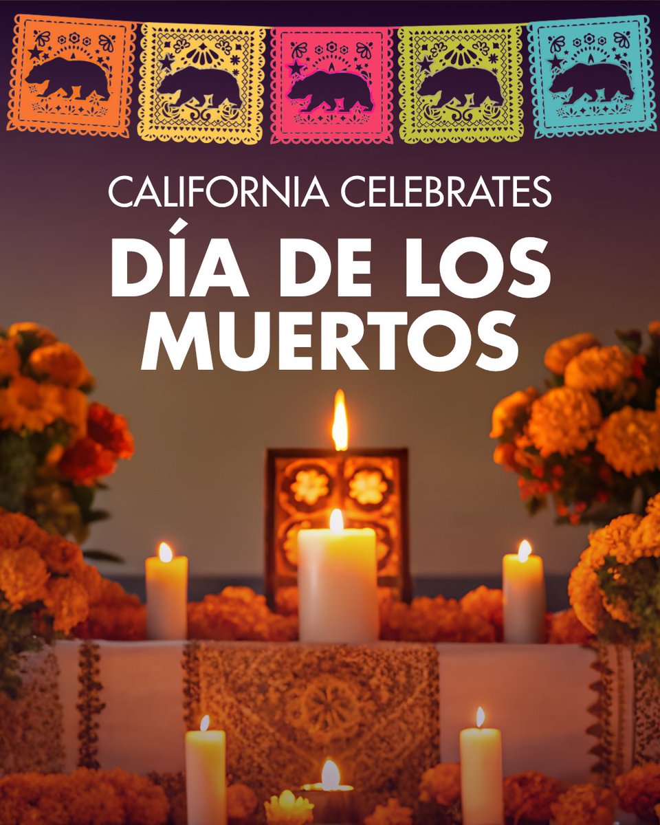 CAgovernor's tweet photo. Feliz Día de los Muertos, California!

Today, we honor our loved ones who’ve passed — building ofrendas, sharing stories, and celebrating the joy and love they brought into our lives.

May their memories continue to guide and inspire us. https://t.co/G7UbR5CXQw