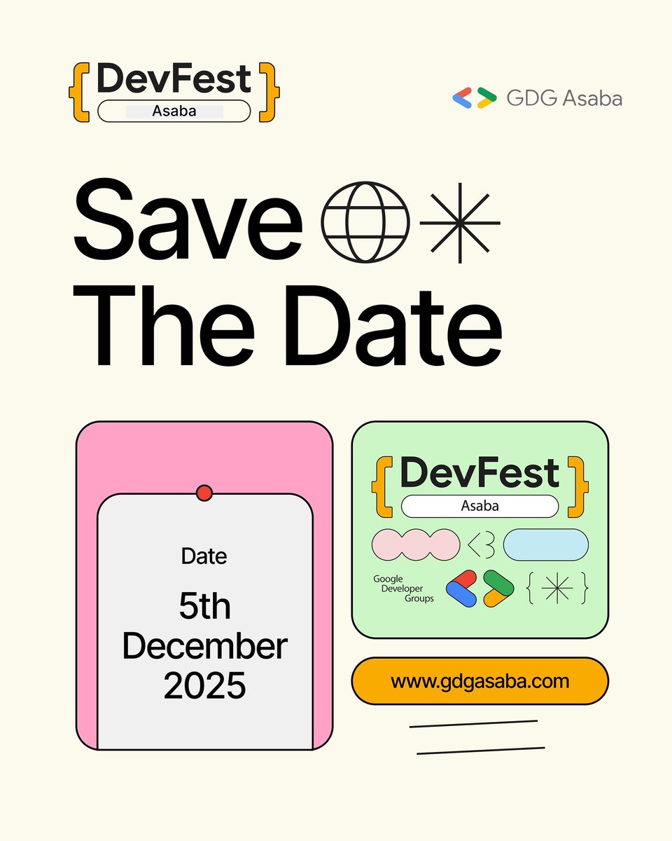 GdgAsaba's tweet image. It’s timeeeeeee 💃🏻💃🏻💃🏻😂

DevFest Asaba 2025 registration is LIVE!

Tech, vibes, growth, it’s all happening
 
Secure your spot now before it’s gone 👇
👉 gdg.community.dev/events/details…

#DevFestAsaba2025 #GDGAsaba #TechInNaija
