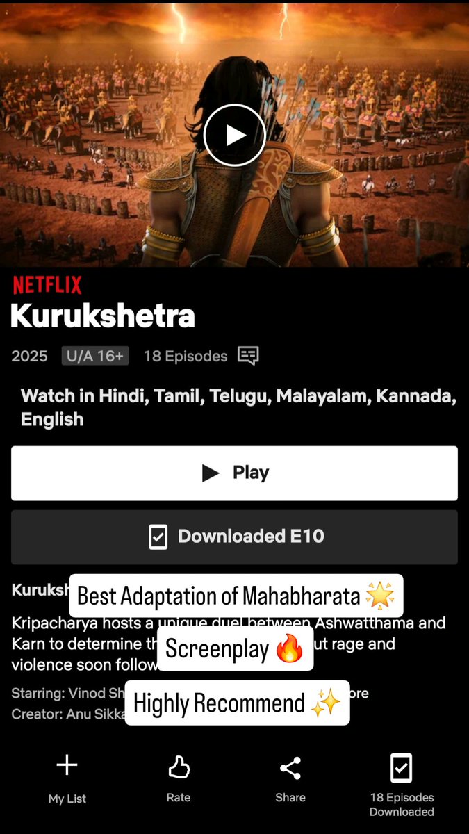 AdithSivadasan's tweet photo. #Kurukshetra https://t.co/5E5bfVePX3