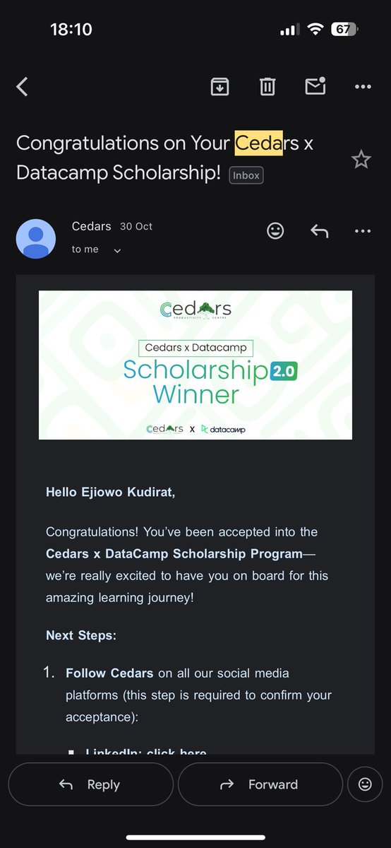 CouldDyrah1's tweet image. Congratulations to me

#datacamp #cedars
