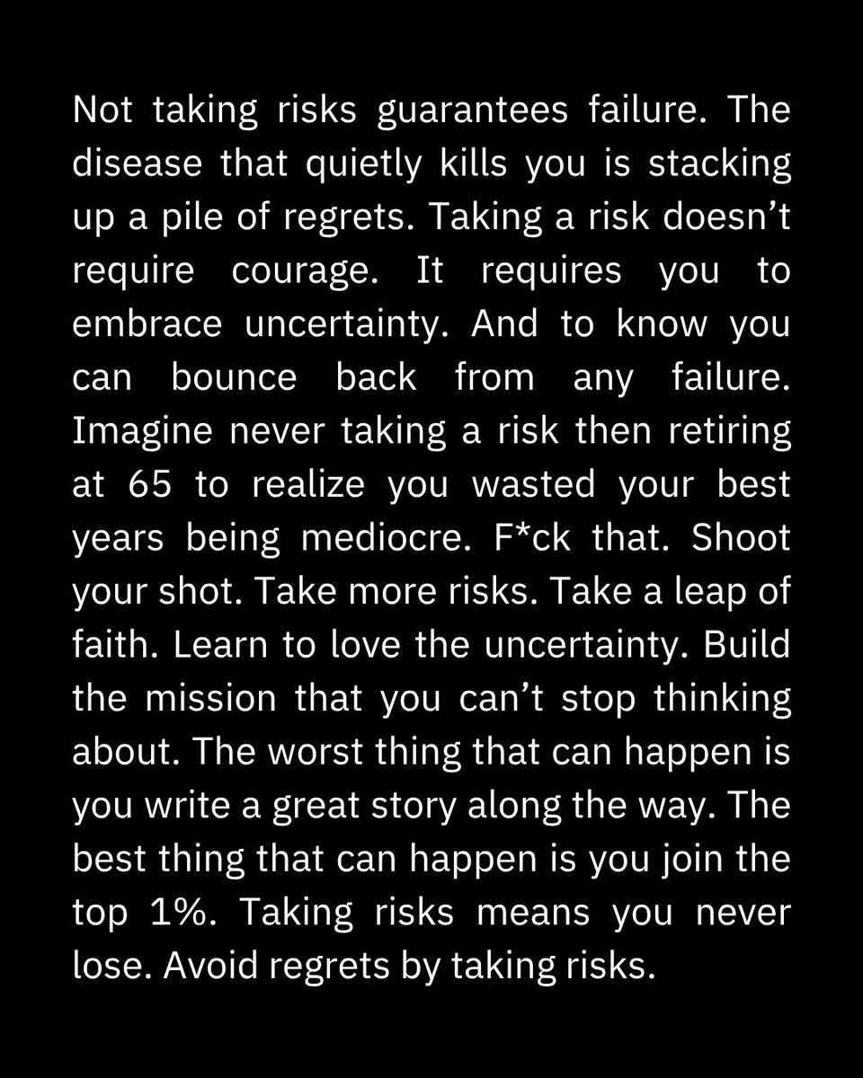 Not taking risks guarantees failure.