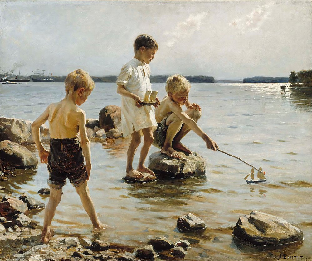 Children Playing On The Shore, (1884) — by Albert Edelfelt.