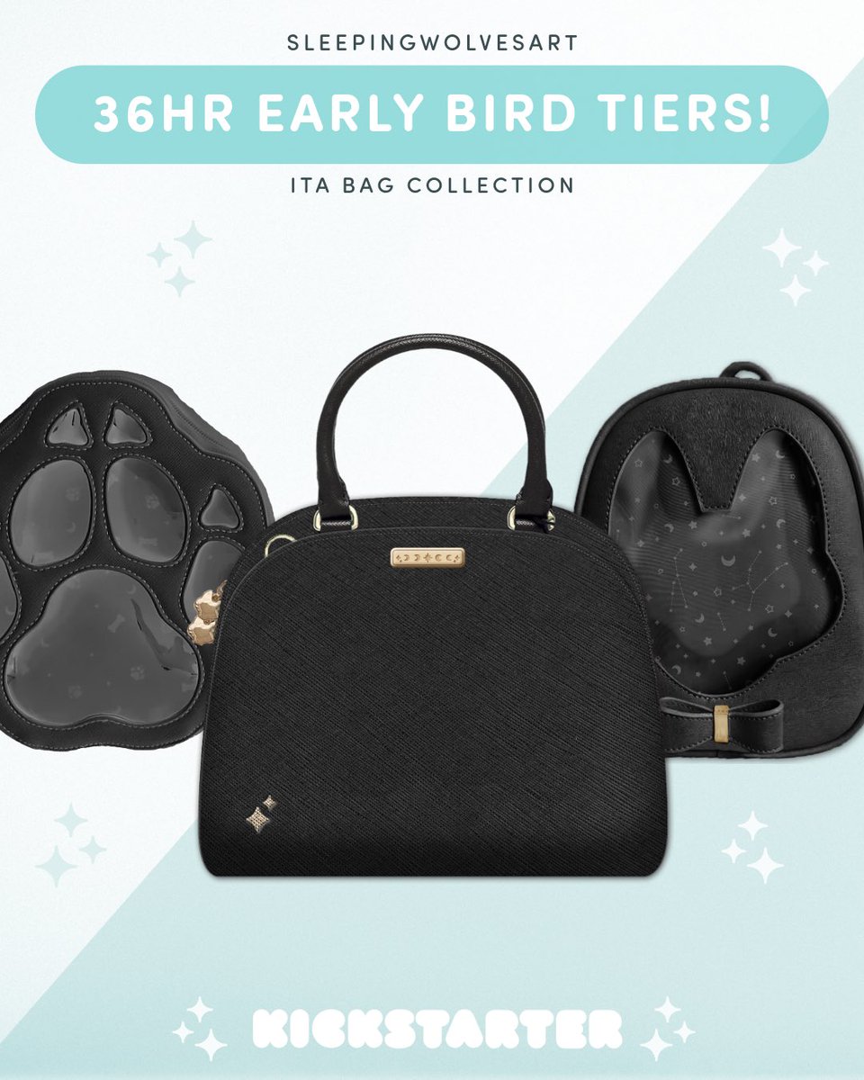 We’re going LIVE in 2hrs!! 📢 

Grab an early bird tier for a extra discount! EB tiers are available until the end of Sunday 11/2 at midnight PST! Let’s knock out the initial funding goal for these 3 bags! 🤞🏼

Shares much appreciated to get the word out! 💕 #itabag #kickstarter