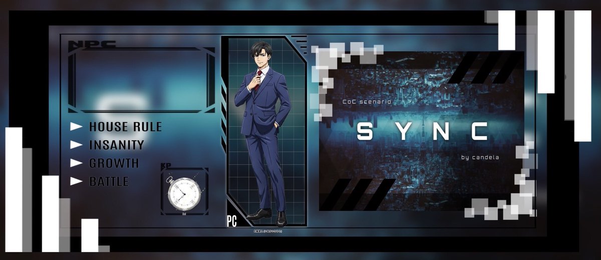 クトゥルフ神話TRPG

「【CoC】SYNC」

KP：I.Rei

PC / PL
犬養 理人  / みや

エンド1生還にて

 #NTNL卓報告