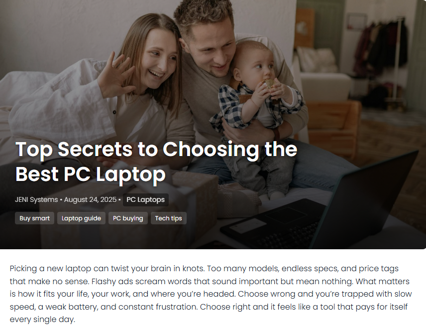 JeniSystems's tweet image. Pick the right laptop: i5/i7 or Ryzen 5/7, 16GB RAM, SSD, real battery life; anything less turns into regret. jenisystems.com/top-secrets-to… #PCLaptop #TechTips #Ryzen #IntelCore