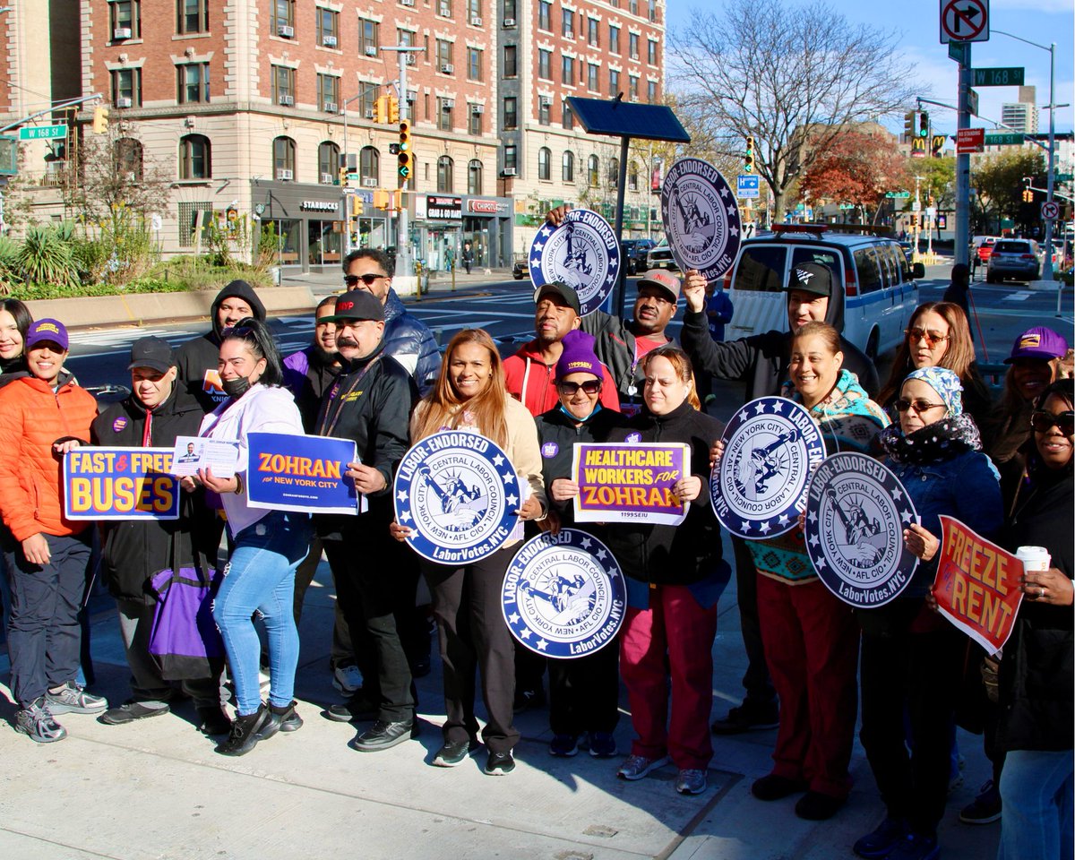 CentralLaborNYC's tweet image. Hitting the doors for @zohrankmamdani in Washington Heights to get out the #UnionStrong vote! It’s getting down to the wire, make sure you make that voice heard! 

#NYCLaborVotes