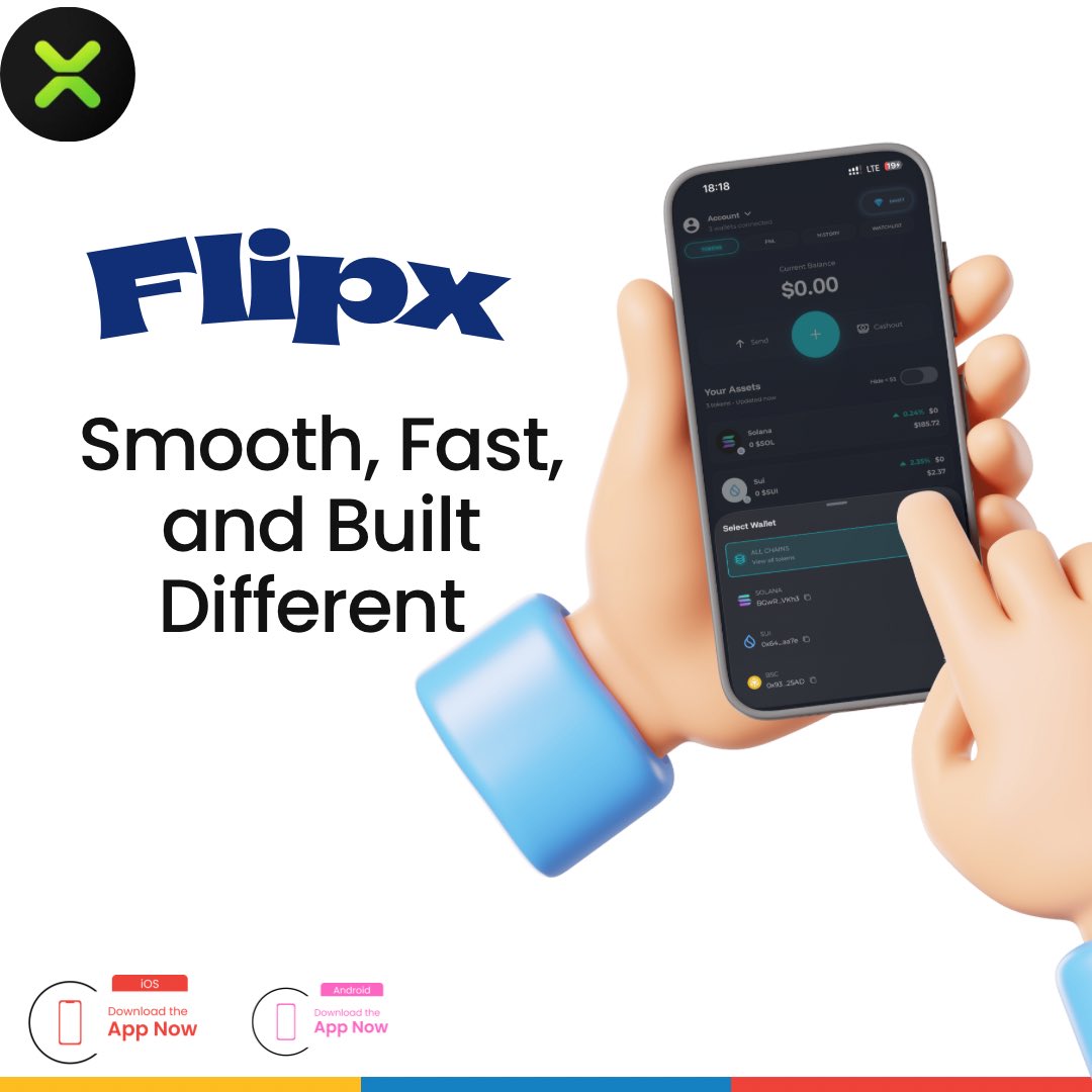 Cryptoiconn's tweet photo. FlipX, Smooth, Fast, and Built Different ๐
#FlipX isnโt just another trading platform itโs clean, quick, and built for users who value speed and simplicity.
Every action feels seamless, and transactions move like clockwork no delays, no noise.
It brings together trading, flipping, and earning in one smooth experience, showing what a true Web3 upgrade should look like.
Quietly but confidently, @getFlipX is shaping up to be Web3โs next big player.