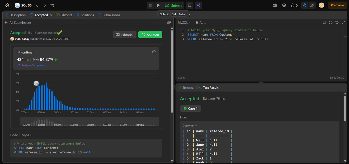 httpviddie's tweet photo. SQL day :
584. Find Customer Referee

#leetcode #leetcodedaily https://t.co/aj2GuXHIyx