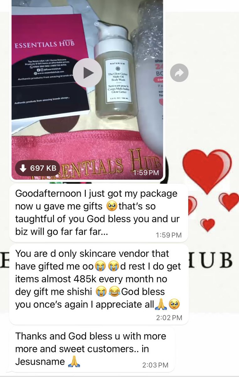 EssentialsHub_'s tweet image. Your reviews have our hearts🥹❤️❤️
Thank you for the love shown by our customers!

We remain committed and loyal to serving you the best and authentic skincare with exceptional customer service 😁😁

Haven’t ordered from us?
What are you waiting for?
Send us a DM today ❤️🤩