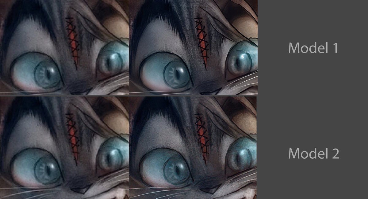 I've seen a lot of posts about AI upscaling recently, so I wanted to share a quick thought. These models improved incredibly fast over the past year, but as you can see, they're still pretty bad and haven't met expectations😔