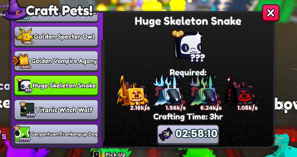 i have 10 huge skeleton snakes cooking in the craft machine right now. 
how much do you guys think they will be going for 3 hours from now? 
(my guess is 250m for each)