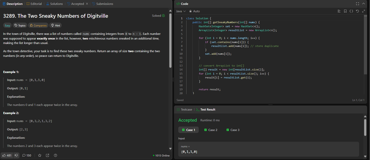 Priya_Chauhan05's tweet image. Day 238 & 239/365 #code
✅ The Two Sneaky Numbers of Digitville
✅ Delete Nodes From Linked List Present in Array
#DSA #Consistency #Leetcode #Coding #ProblemSolving