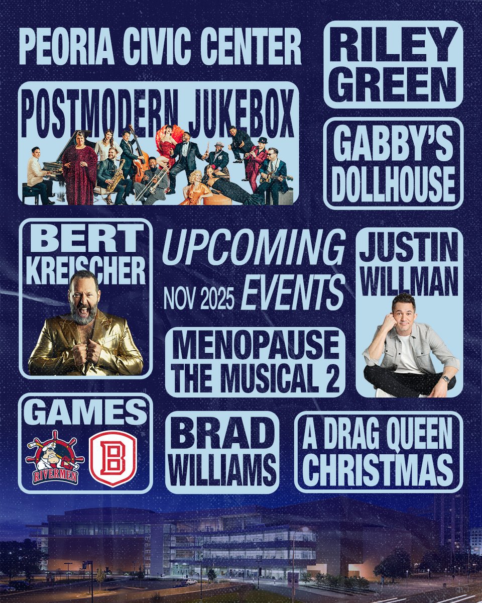 PeoriaCivicCntr's tweet image. 🎉 November is heating up at the Peoria Civic Center! 🔥 

Don't miss out on the fun - grab your tickets now and let's make some noise, Peoria! 🎟️🎸 

🎟️ 👉 bit.ly/4oMqcgb

#PeoriaCivicCenter #NovemberShows #LiveEntertainment