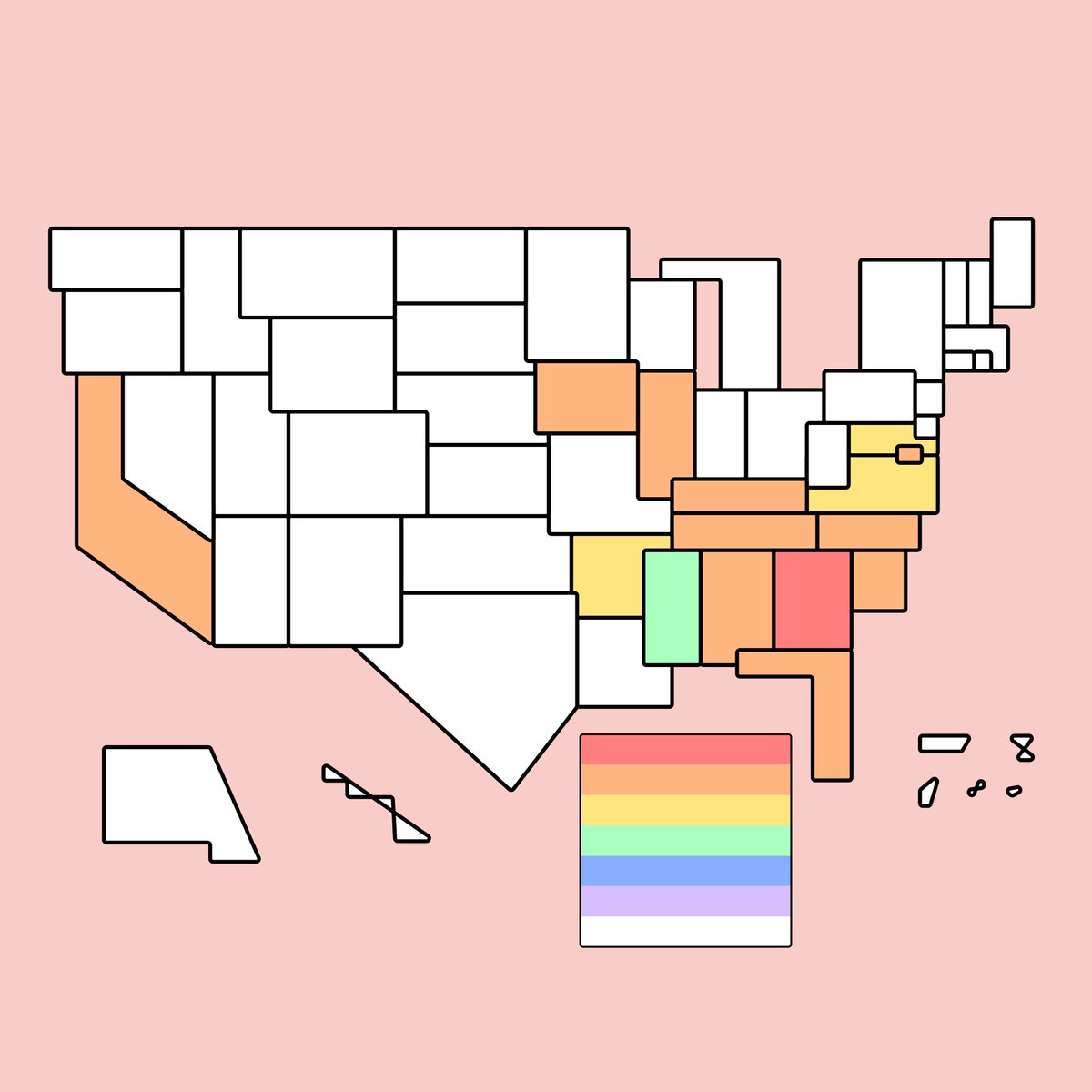 California over on the left looking at all the interconnected East Coast states. I think the funniest part is every state except KY, CA, and IA are from when I was in elementary school.