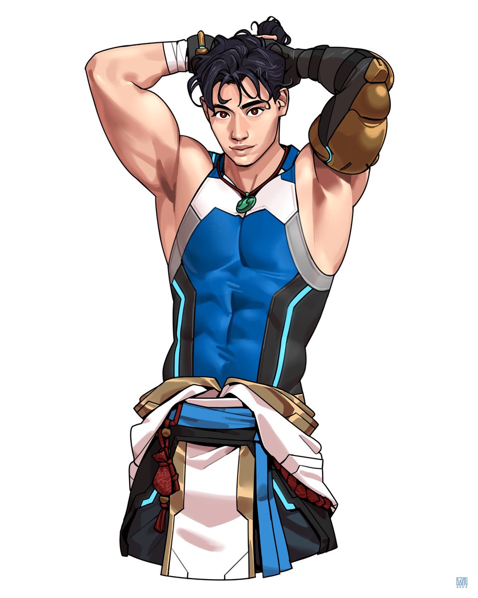 Wuyang pin-up commission! Wonder where I put that wet and spicy version I drew of this… hm 🤔💦  #artph #commission