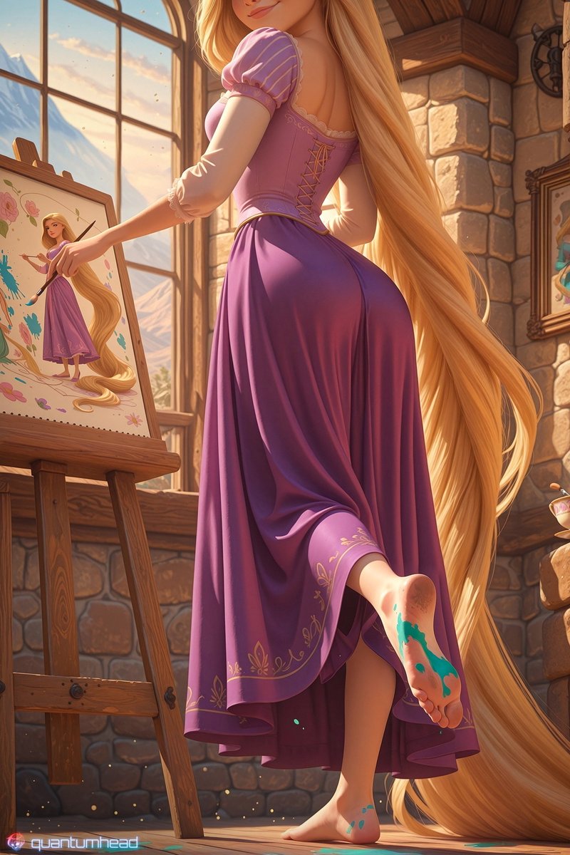 quantumhead_ai's tweet photo. Cozy and warm arts of Rapunzel in her tower ☺️
#wallpaper #Rapunzel #AIart https://t.co/hwmUDALnAJ