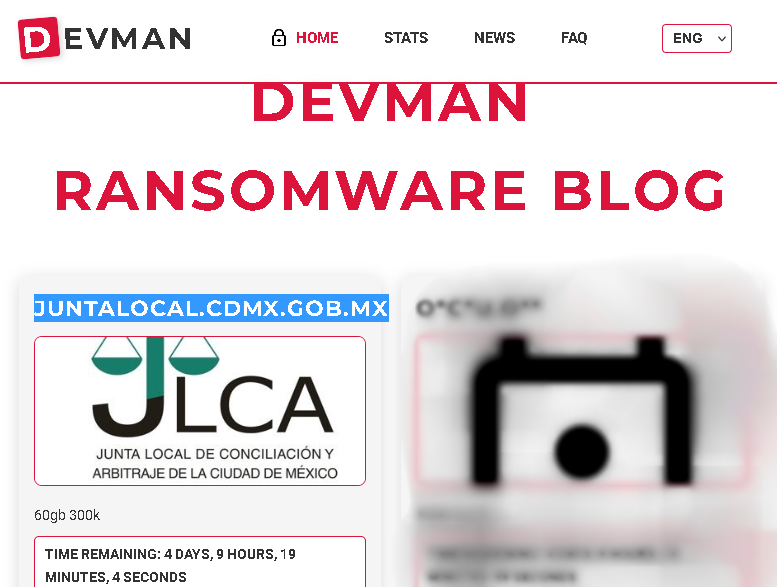 SonoraCiber's tweet photo. 🚧🚨CIBERALERTA:🚨🚧 El conocido grupo de RANSOMWARE #DEVMAN lista a la Junta Local de Conciliación y Arbitraje de la Ciudad de México como una de sus víctimas, dicen tener 60GB de información y tienen poco más de 4 días para pagar el rescate solicitado. 😱 https://t.co/rF9789smoW