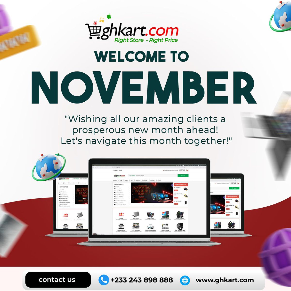 Ghkart_Ghcart's tweet image. Hello November! 🎉
New month, new tech!
Shop smart laptops &amp;amp; security gadgets now at 
👉 GHKart.com 💻🔐

#GHKart #WelcomeNovember #TechUpgrades