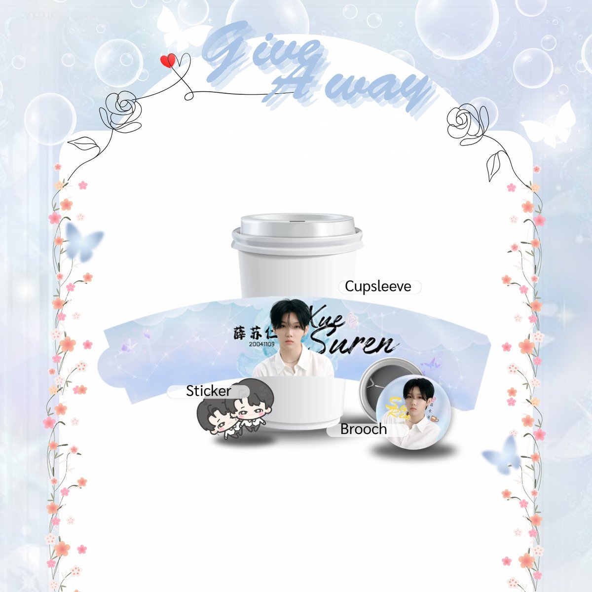 ⋆. 𐙚 ˚ giveaway #SurenBloomingStage รอบไปร ִֶָ. ִֶָ🪽་༘࿐

giveaway set
♡ ที่ครอบแก้ว, เข็มกลัด และสติ๊กเกอร์ 50 เซ็ต

lucky draw
♡ รางวัลที่ 1: a4 photo set 1 รางวัล
♡ รางวัลที่ 2: lucky draw photocard sumbakkokjil 1 รางวัล
♡ รางวัลที่ 3: ป้ายชื่อ '쉬에수런'
♡ รางวัลที่ 4: