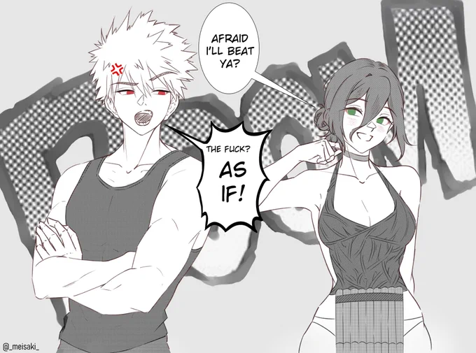 bakugo x reze friendly sparring and picking on eachother, i will die on this hill 😌💥 