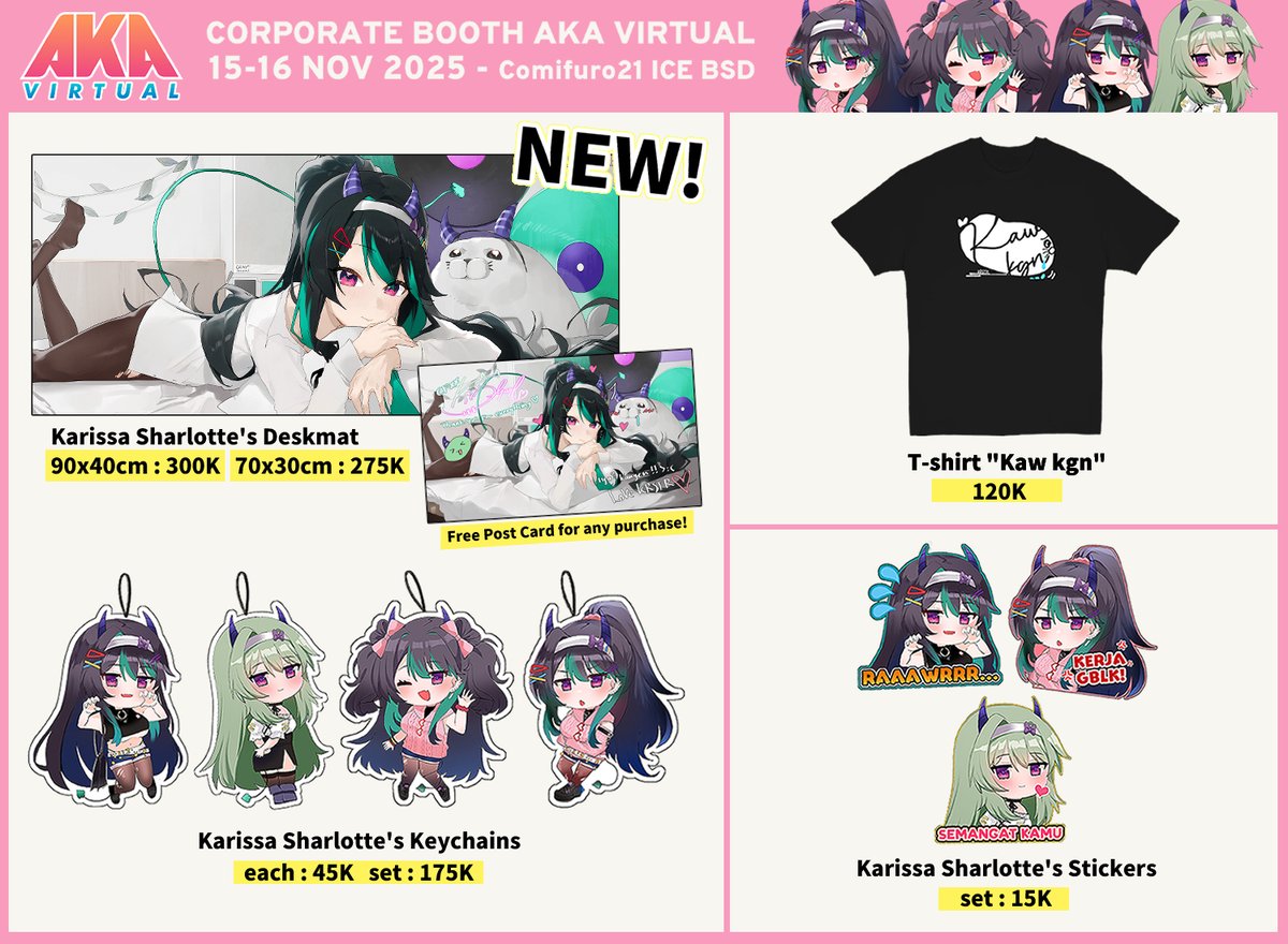 😈✨
「 “𝑲𝒂𝒓𝒊𝒔𝒔𝒂 𝑺𝒉𝒂𝒓𝒍𝒐𝒕𝒕𝒆 𝑪𝒐𝒎𝒊𝒇𝒖𝒓𝒐 𝟐𝟏 𝑪𝒂𝒕𝒂𝒍𝒐𝒈𝒖𝒆 ” 」

Available at
🗓️ 15-16 Nov 2025
📍 AKA Virtual Corporate Booth, ICE BSD

NEW STOCK! DESKMAT ✨
Jangan lupa dibawa pulang semuanya 💕

#comifuro21catalogue #comifuro21 #CF21