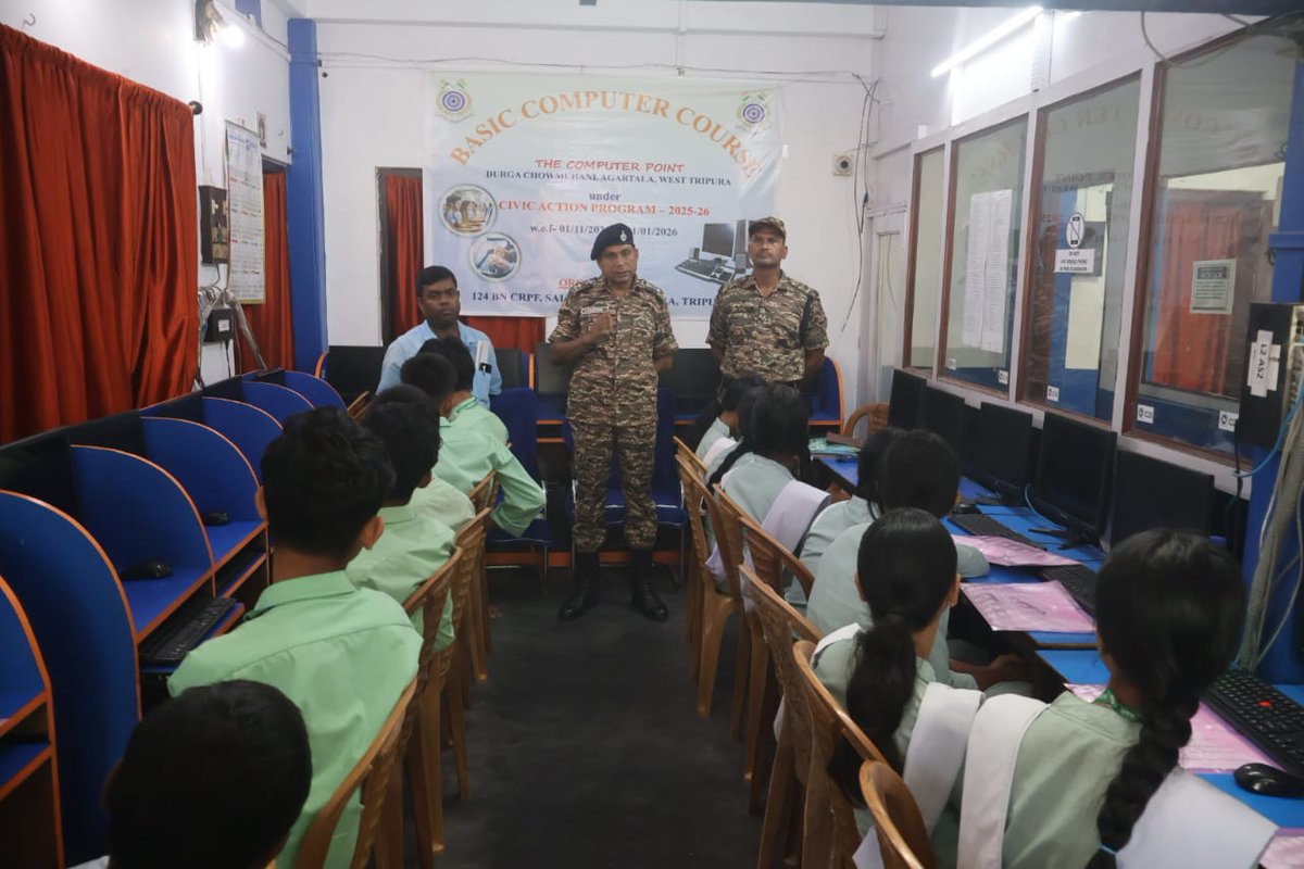 124bncrpf11's tweet image. Under the Civic Action Programme-2025, 124 Bn CRPF organized three Months Basic Computer Course wef. 01/11/2025 to 31/01/2026. Total  25 school going students of nearby areas will be beneficiated from this computer course.
#CivicActionProgramme #CRPF #NationFirst #JaiHind