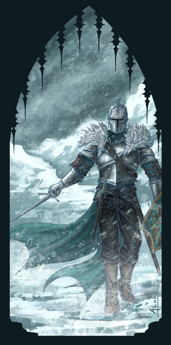 _Aanko__'s tweet image. Last post of Knightober with the Bearer of the Curse ❄️
#DarkSouls2