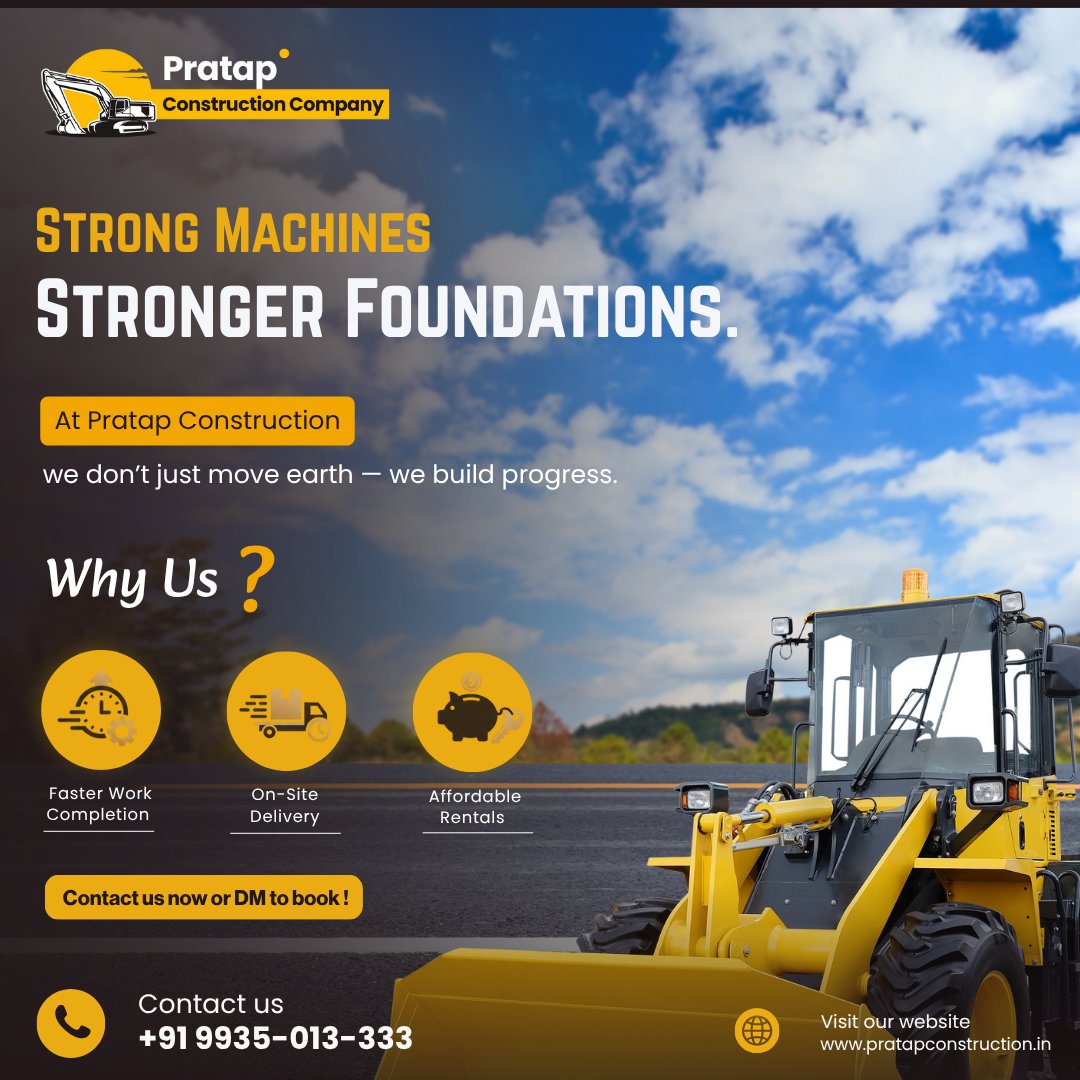 Pratapconstr's tweet photo. 🏗️ Strong Machines. Stronger Foundations.
Every project begins with precision, power, and passion.
At Pratap Construction, we don’t just move earth — we build progress. 💪🌍
📍 Your trusted partner in construction excellence.
#PratapConstruction #BuildingProgress #HeavyMachinery https://t.co/UdQF6h7fgu