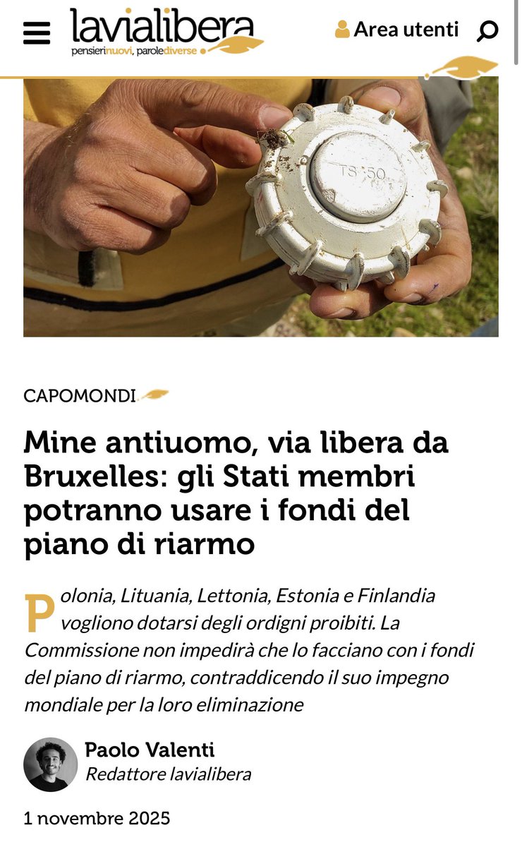 Mentre l’Europa finanzia sminamento nel mondo (2ndo donatore dopo Usa) dall’altro finanzia futuri campi minati di Polonia, Estonia, Lituania, Lettonia, Finlandia che riportando indietro le lancette della storia hanno lasciato convenzione di Ottawa.
Le mine per 80% uccidono civili