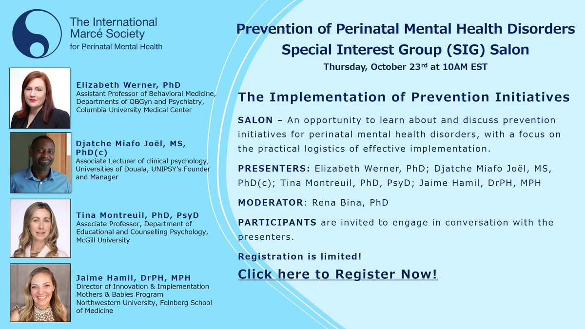UNIPSY_'s tweet photo. Prevention of Perinatal Mental Health Disorders Special Interest Group (SIG) Salon

@UNIPSY_'s Presentation : “Unipsy Health” mobile application: a digital tool for literacy and screening for perinatal mental health issues in Cameroon https://t.co/Tp5pvjBzBn