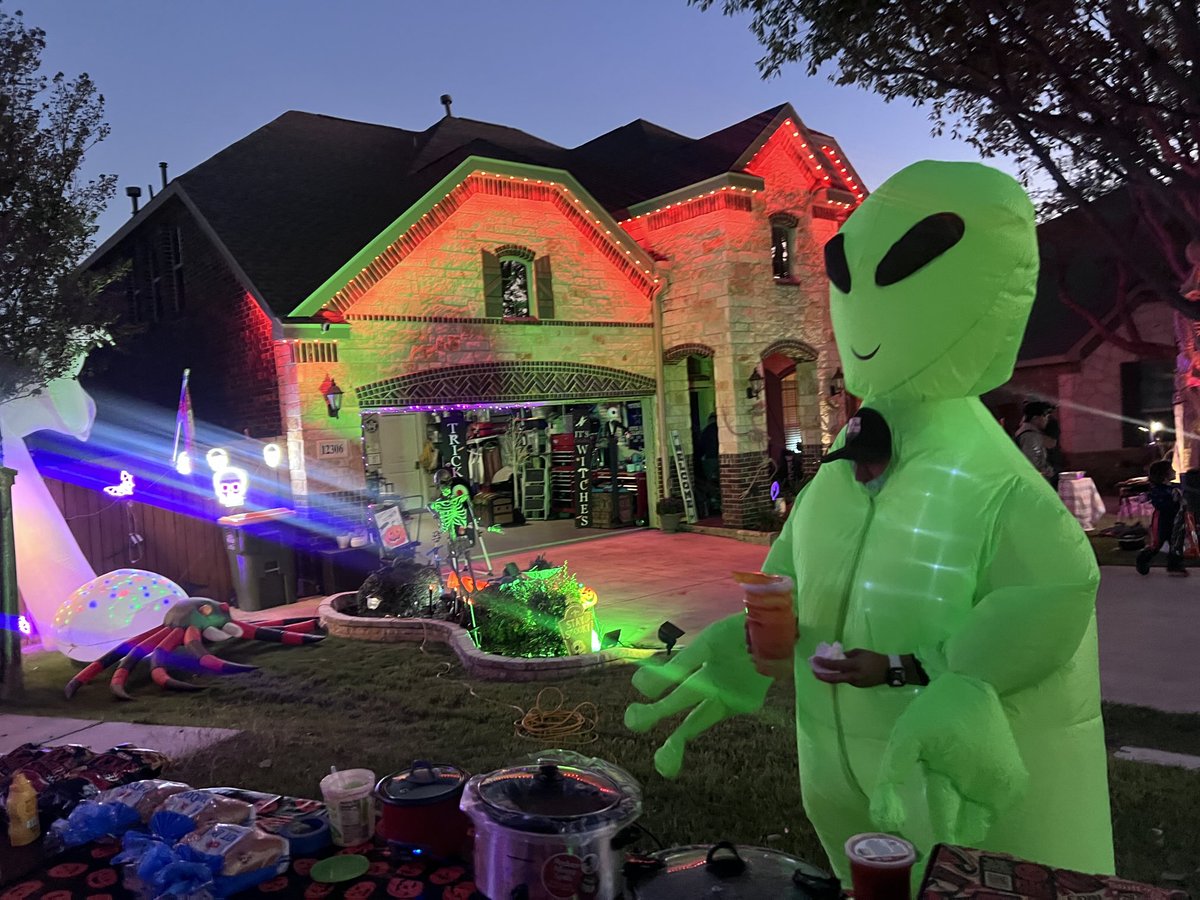 Annual cul-de-sac Halloween potluck gathering. Enter the the Spider Verse!