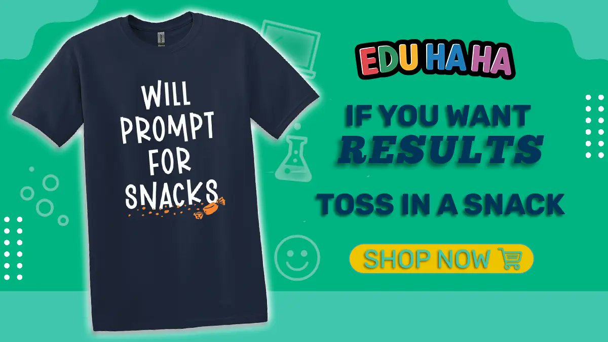 EDUHaHaFun's tweet image. Will teach. Will grade.
Will definitely prompt... for snacks. 🍪
This tee understands your love language: trail mix and teacher sarcasm.
👉 eduhaha.com/products/promp…
#EDUHaHa #WillPromptForSnacks #SnackPowered #TeacherHumor #SnackCurrency