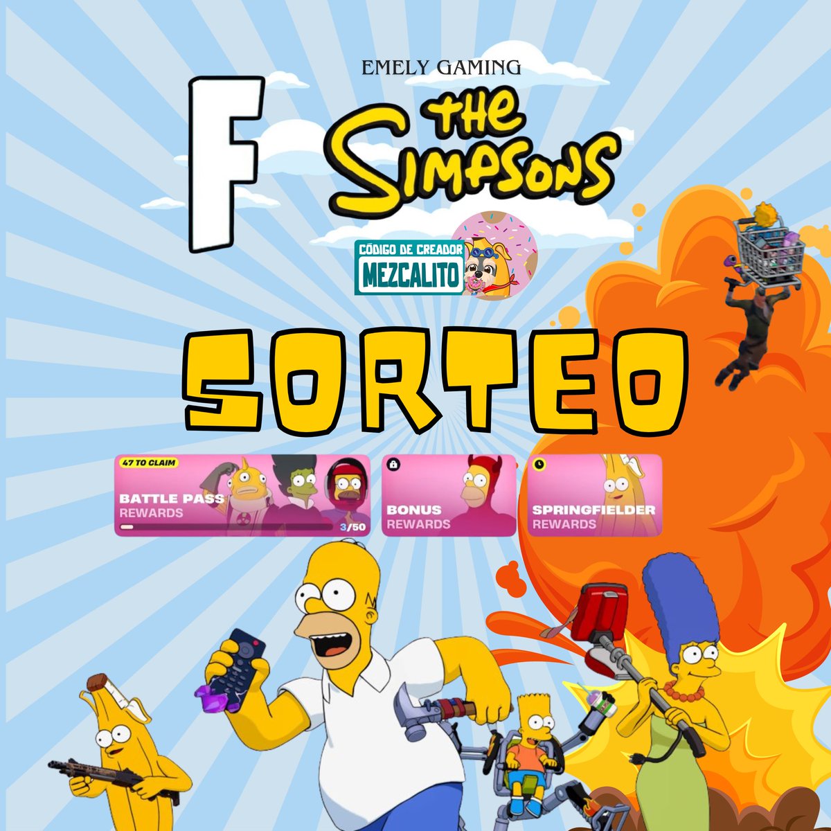 Eme1ara's tweet photo. SORTEO DE x3 PASES DE BATALLA DE LOS SIMPSON 🍩
 -Seguirme en X, twitch y instagram 
-Dar ❤️ y RT
-Etiqueta a 2 amigos 

- 🕐¡Termina en 48 horas! 

Premio especial: https://t.co/s40E8DaFxm si te unes a mi servidor. 

#Fortnite #EpicPartner #Simpsons https://t.co/Oypm2KF6af